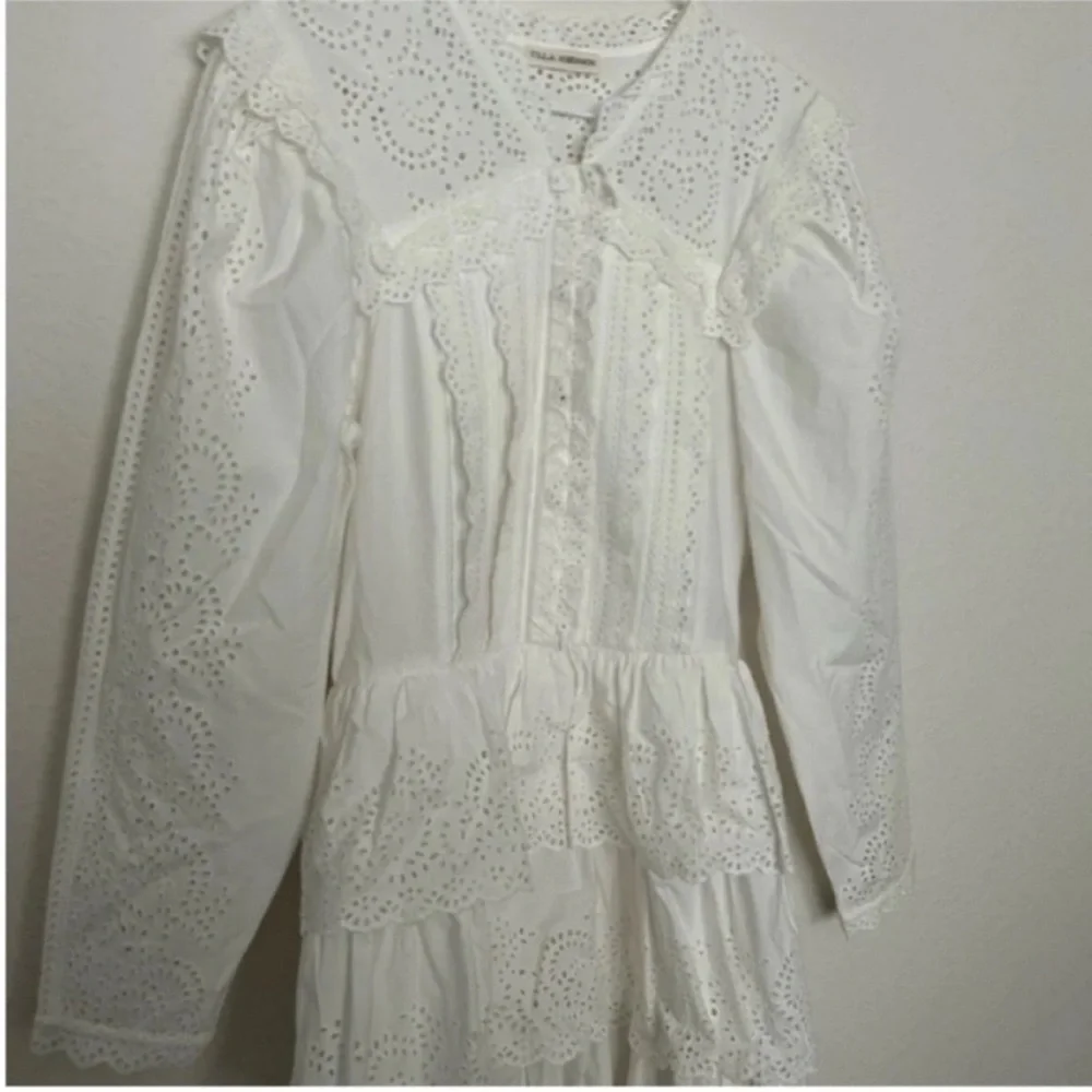 Ulla Johnson Aster Long Sleeve Tiered Ruffle Mini Dress White - Picture 7 of 12